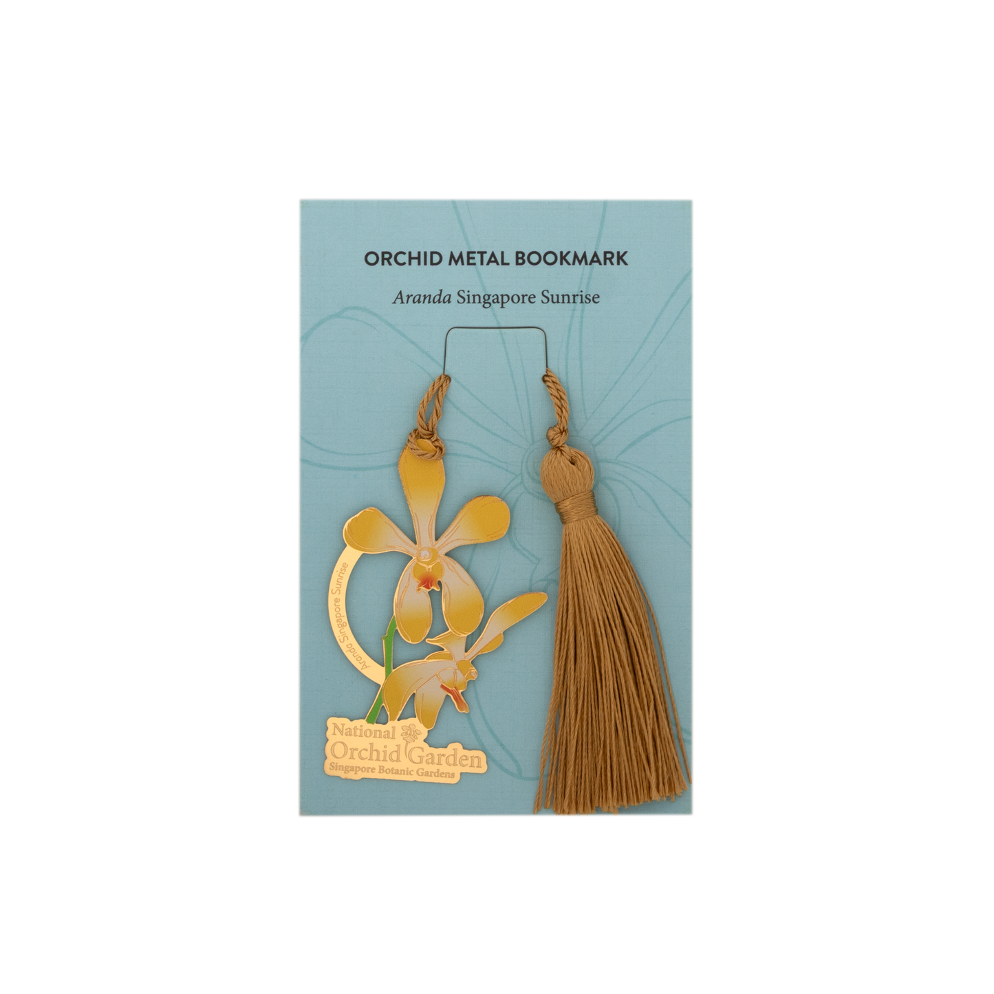 Aranda Singapore Sunrise Orchid Metal Bookmark with Tassel