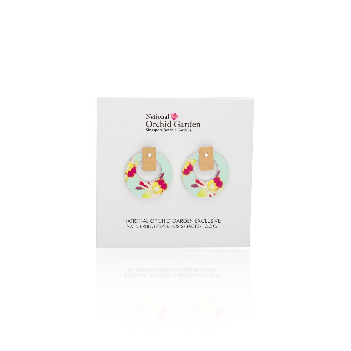 National Orchid Garden Circle Earrings (Mint)