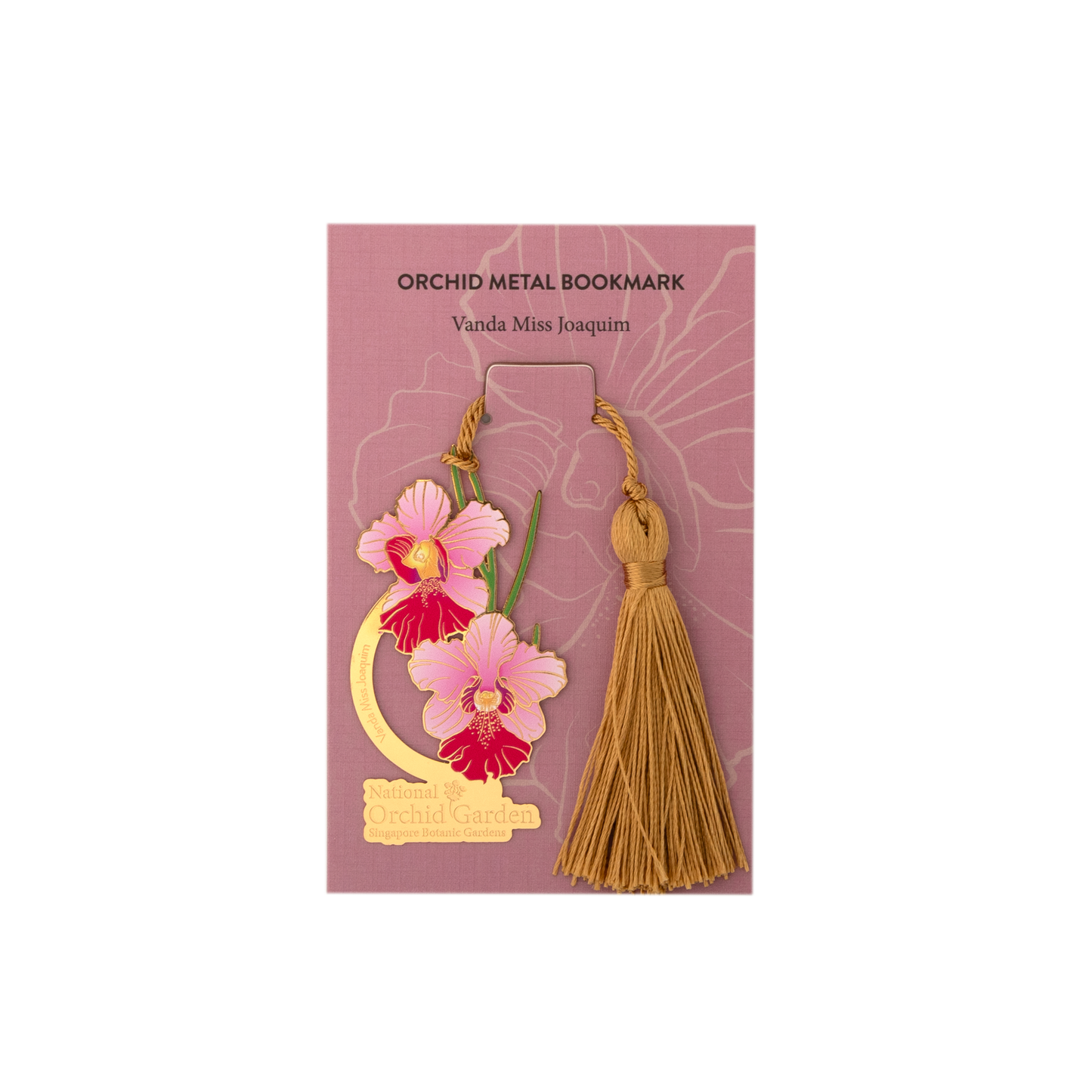 Vanda Miss Joaquim Orchid Metal Bookmark with Tassel