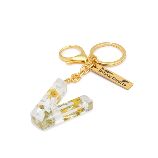 Pressed Blooms Alphabet Keychain (V)