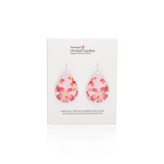 National Orchid Garden Tear Earrings (Pink)