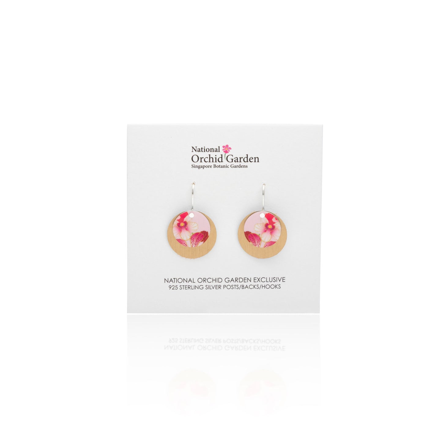 National Orchid Garden Circle Earrings (Pink)