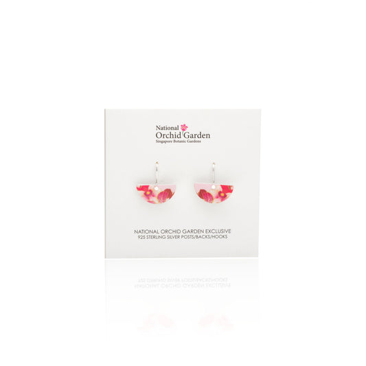 National Orchid Garden Semi Circle Earrings (Pink)