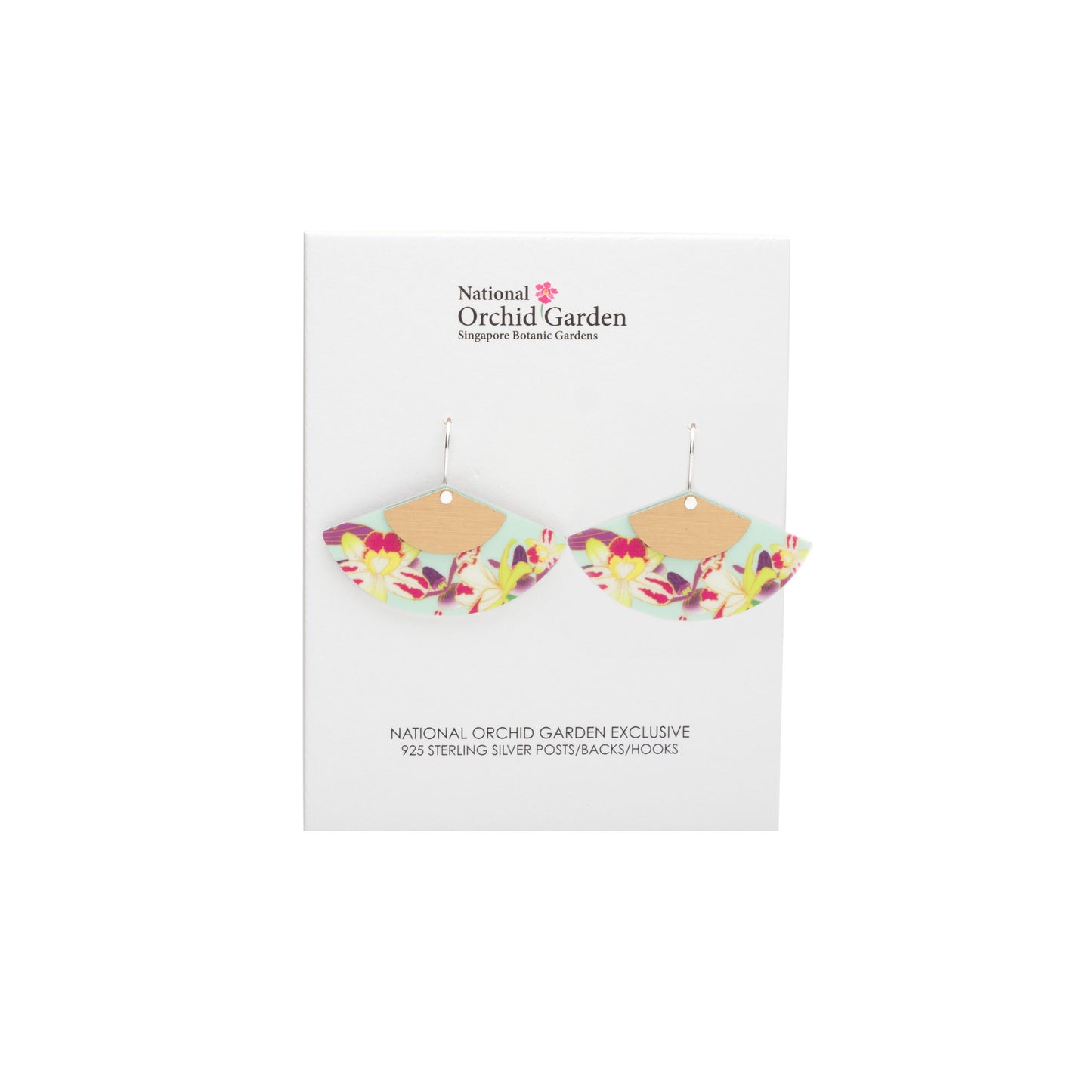 National Orchid Garden Fan Earrings (Mint)