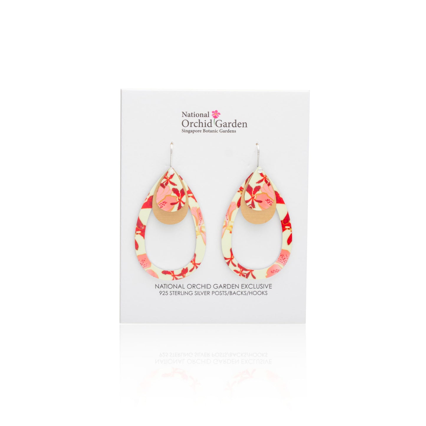 National Orchid Garden Outline Tear Earrings (Butter Yellow)