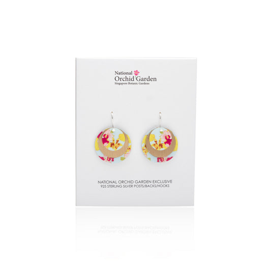 National Orchid Garden Three Circle Earrings (Powder Blue)