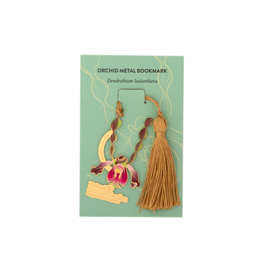 Dendrobium lasianthera Orchid Metal Bookmark with Tassel