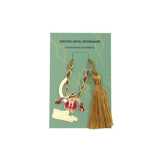 Dendrobium lasianthera Orchid Metal Bookmark with Tassel