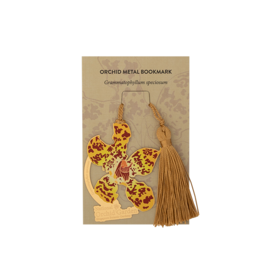 Grammatophyllum Speciosum Orchid Metal Bookmark with Tassel
