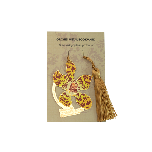 Grammatophyllum Speciosum Orchid Metal Bookmark with Tassel