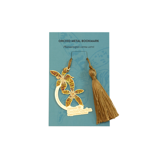 Phanaenopsis Cornu-Cervi Orchid Metal Bookmark with Tassel