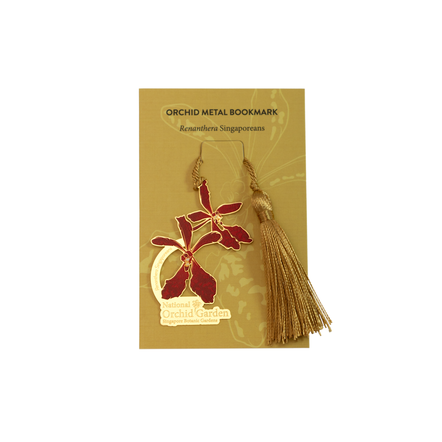 Renanthera Singaporeans Orchid Metal Bookmark with Tassel