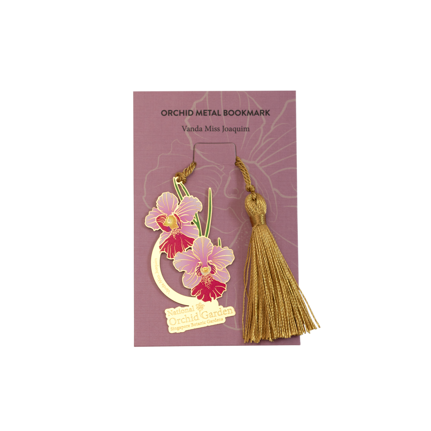 Vanda Miss Joaquim Orchid Metal Bookmark with Tassel