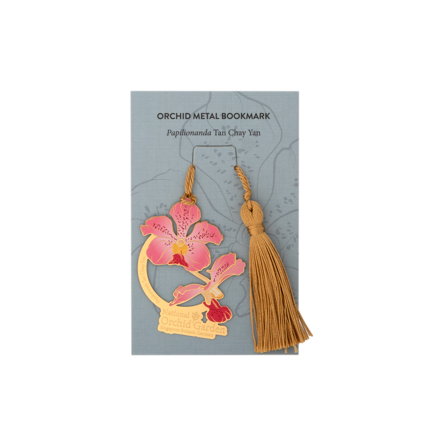 Papilionanda Tan Chay Yan Orchid Metal Bookmark with Tassel